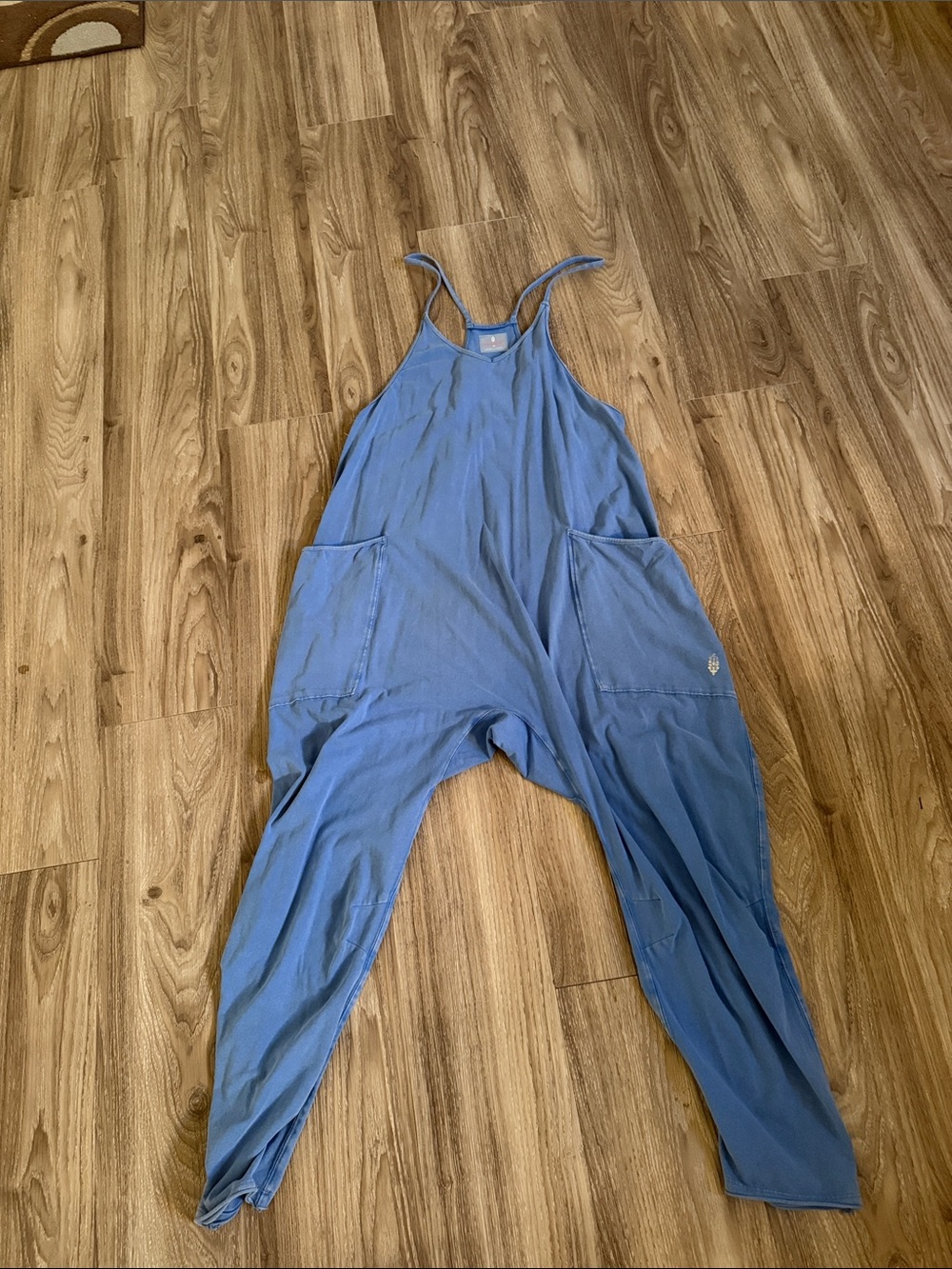 FP Movement by Free People Washed Blue Relaxed Romper with Pockets